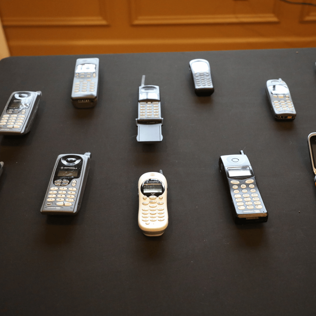 A display of the evolution of mobile phones