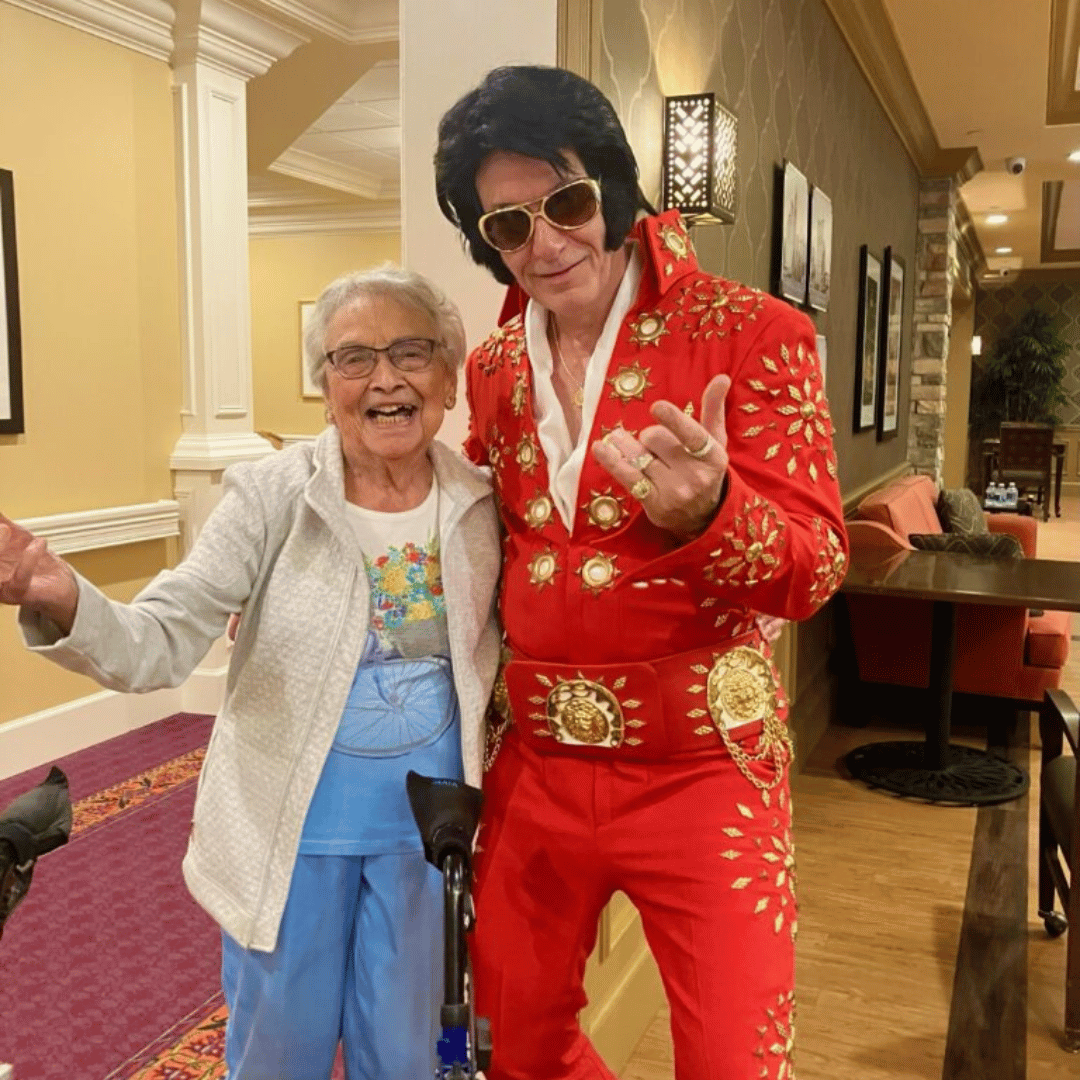 Elvis Impersonator and a resident of The Bristal at Lake Grove